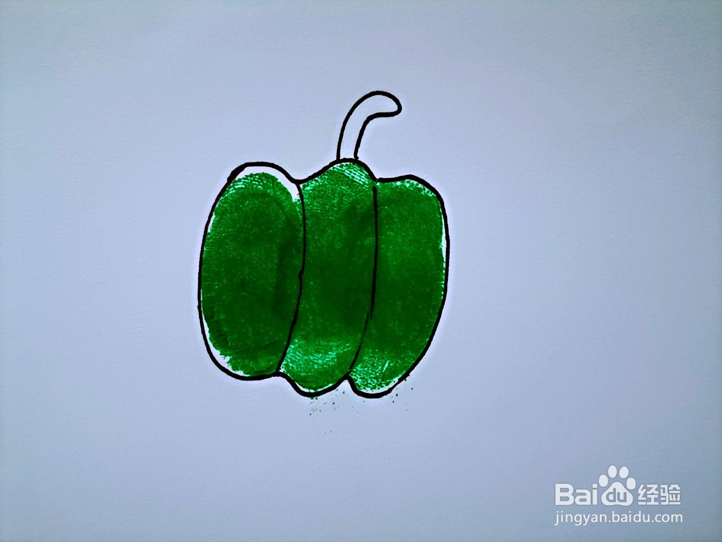 如何用手指印画一个灯笼椒