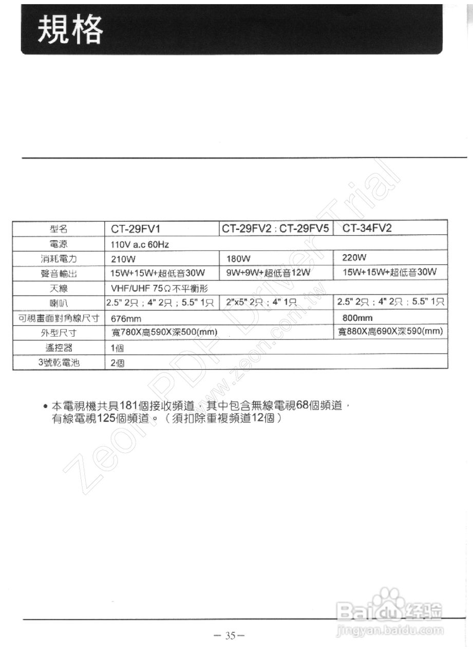 歌林CT-29FV1型电视机使用说明书:[4]