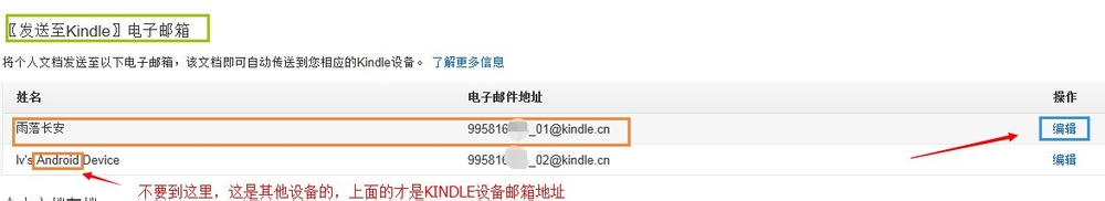 发送电子书至kindle设备