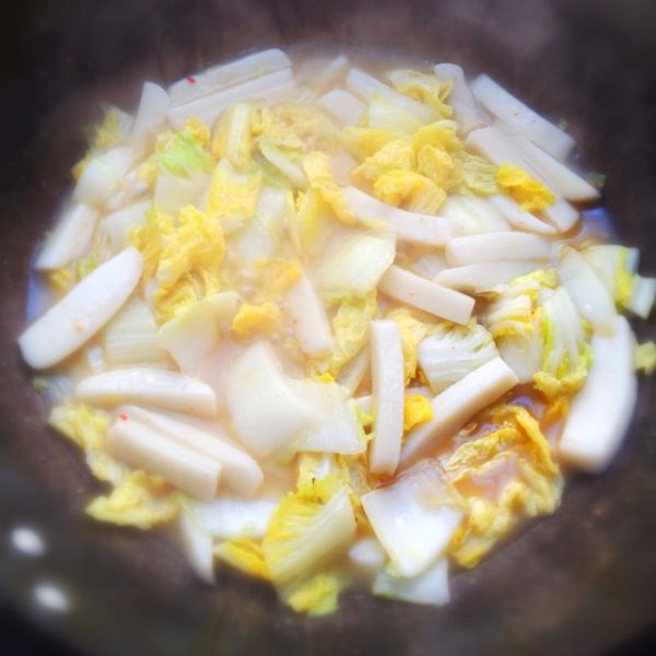 豆瓣娃娃菜煮年糕