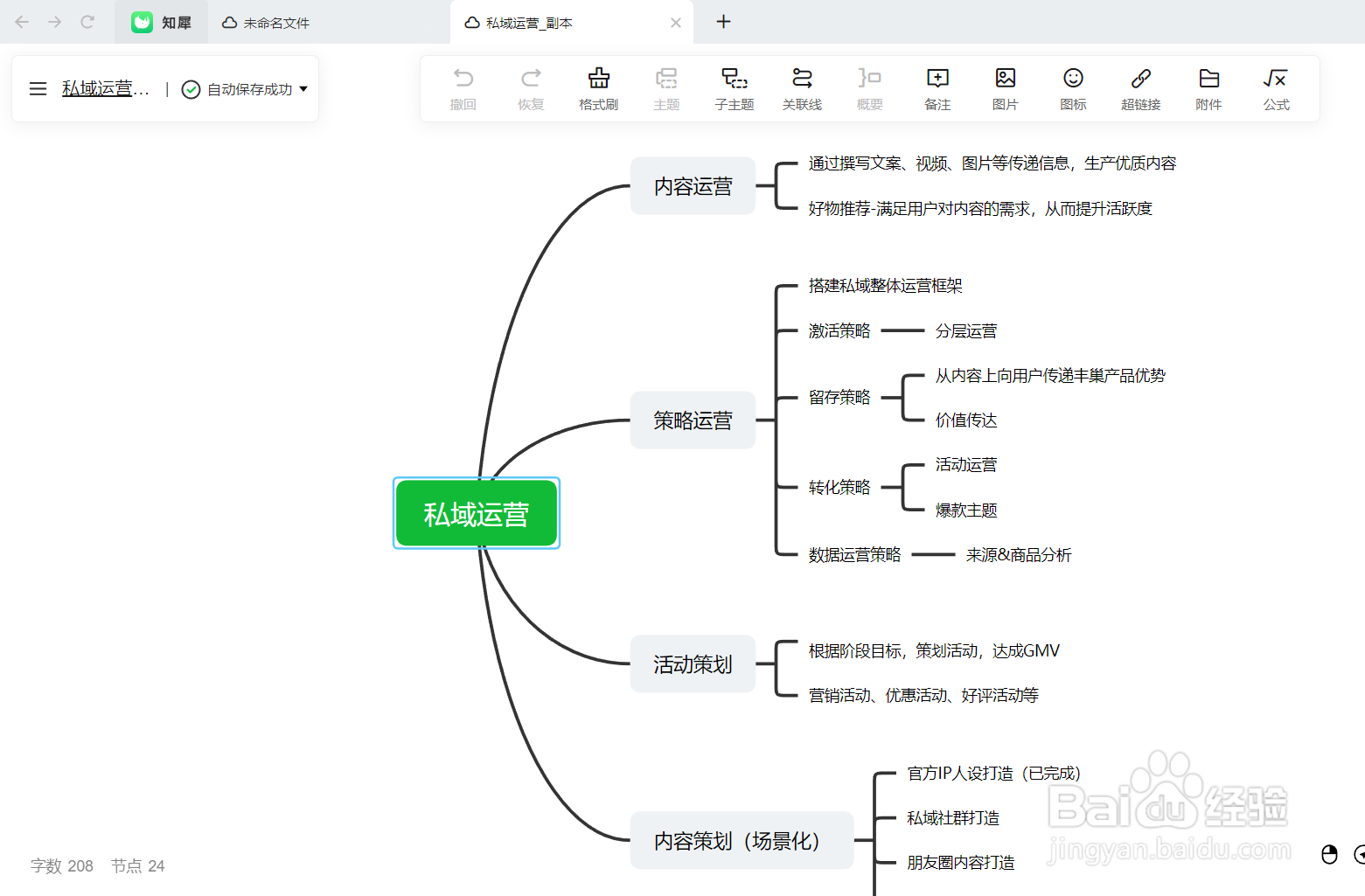 如何用知犀软件绘制“私域运营”思维导图
