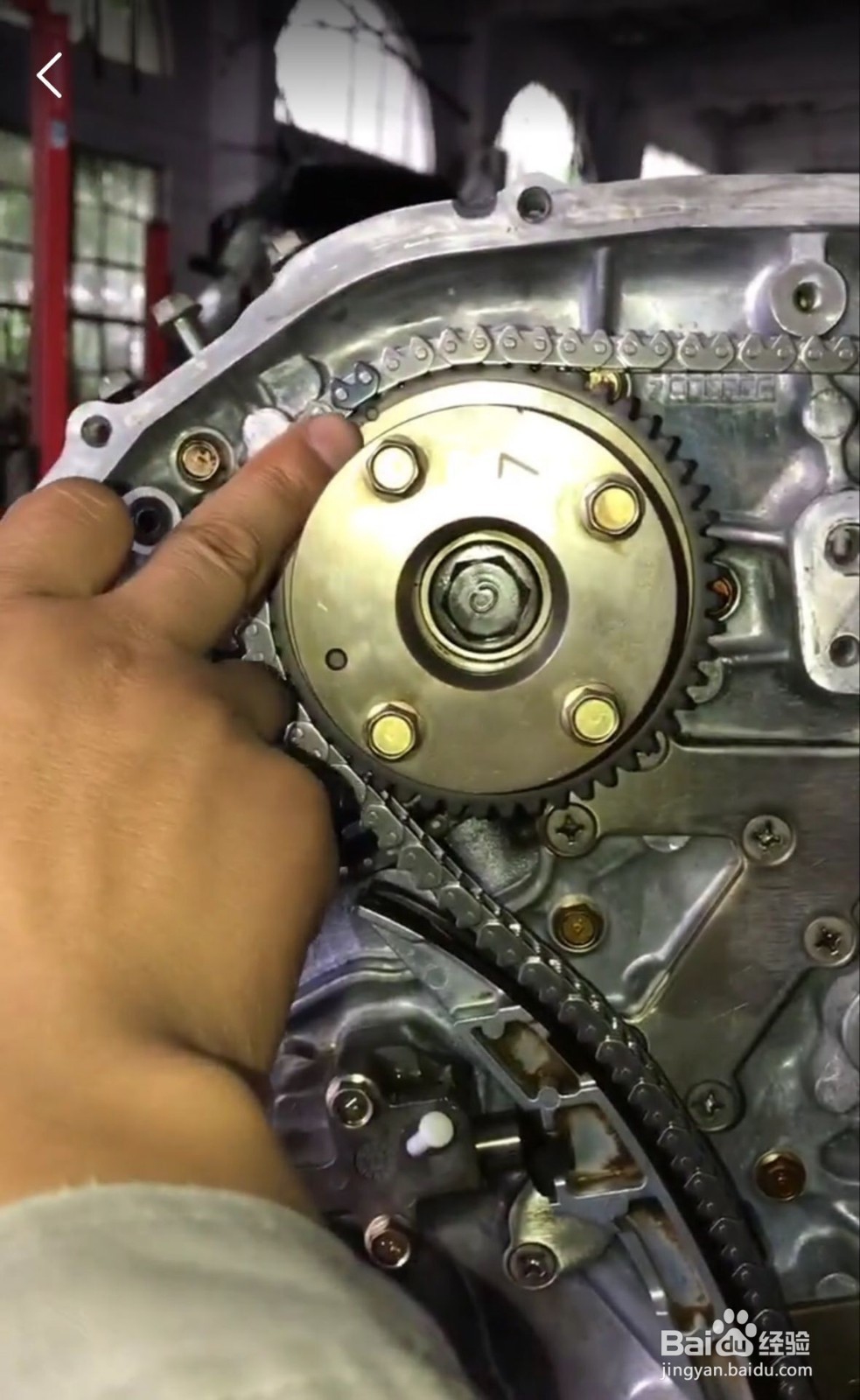 尼桑天籁2.3发动机正时链条标记