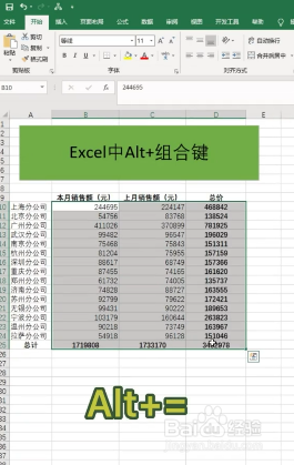 Excel中Alt+组合键有哪些