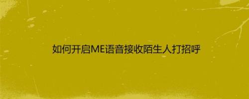 如何开启ME语音接收陌生人打招呼
