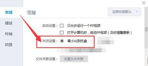PP视频关闭时最小化到托盘？