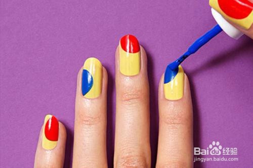 黄色几何图形美甲教程