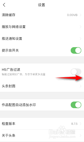 今日头条H5广告过滤怎么开启