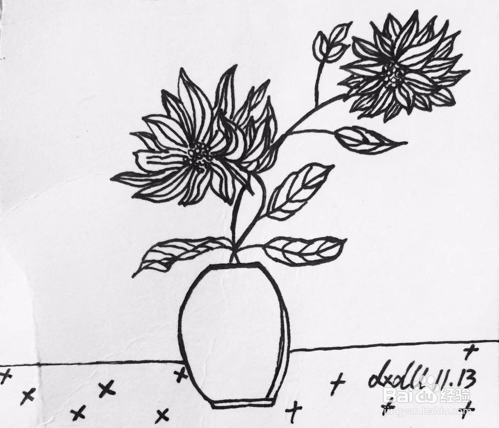 茉莉手绘之花瓶里的鲜花