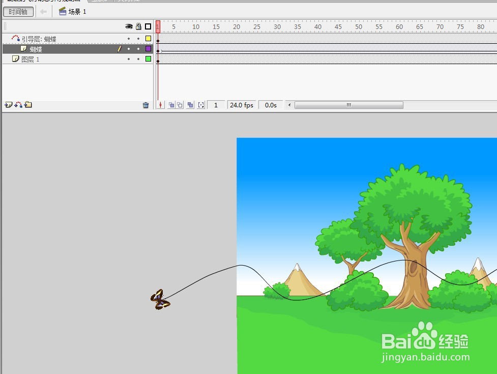 flash用蝴蝶做引导线动画的教程