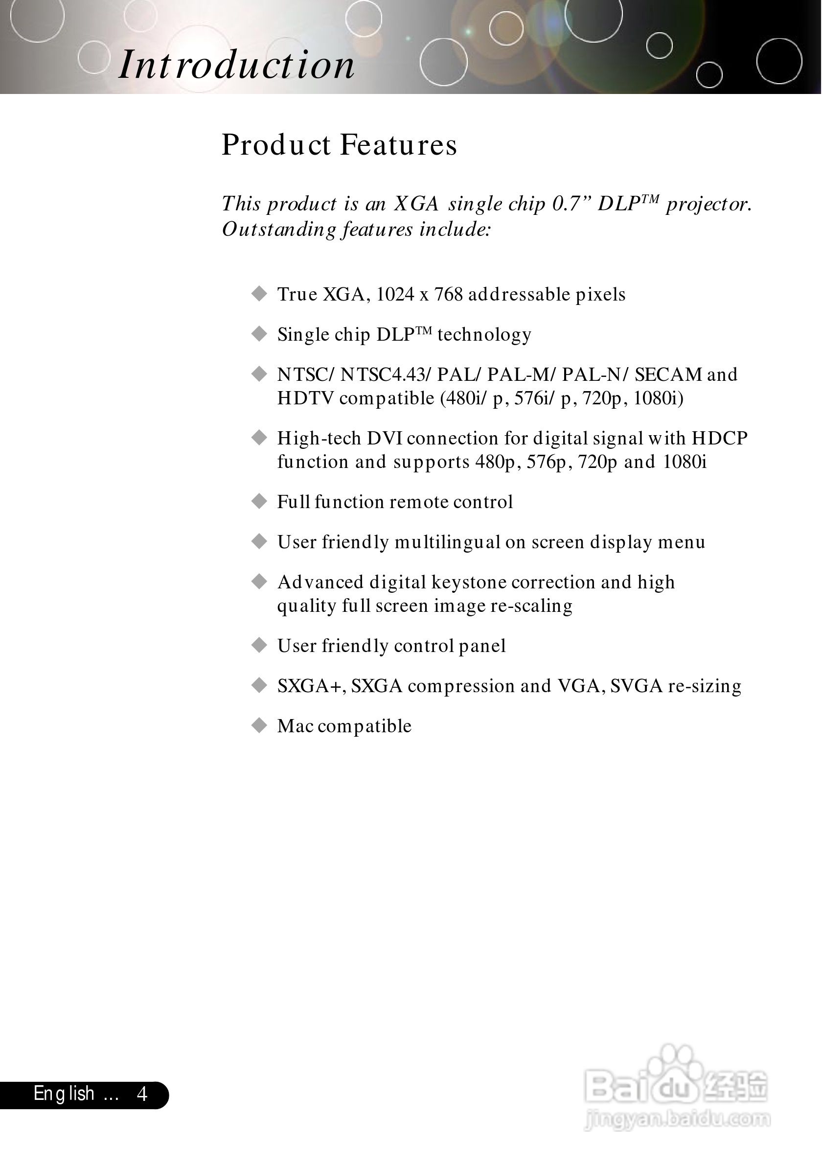 奥图玛投影机EP739H型说明书:[1]