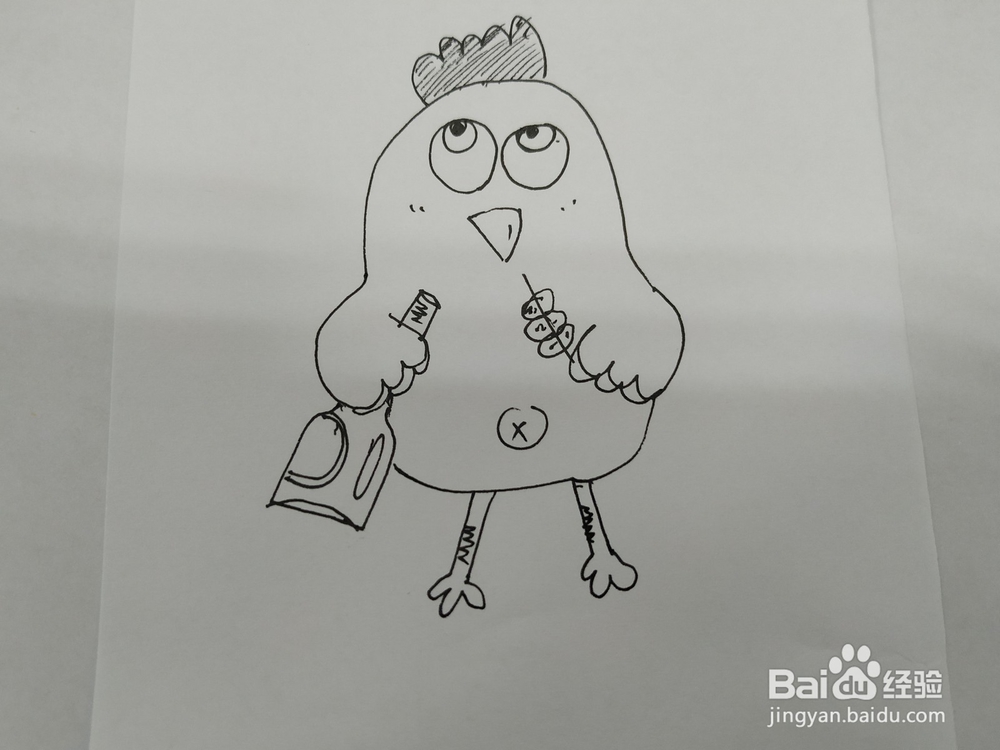 喝啤酒吃串串的小鸡简笔画怎么画？