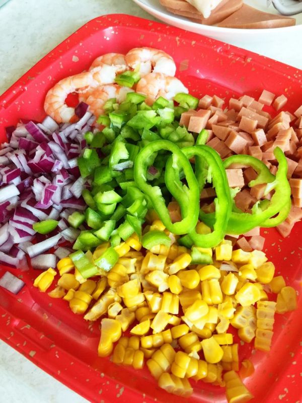 培根鲜虾芝士披萨