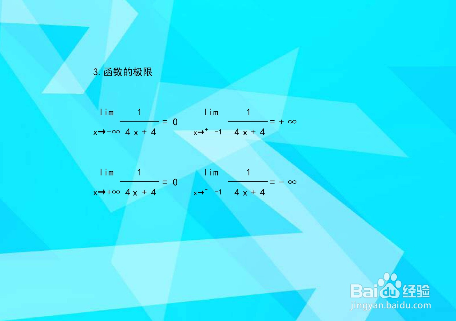 导数画函数y=1/(4x+4)的图像的主要步骤