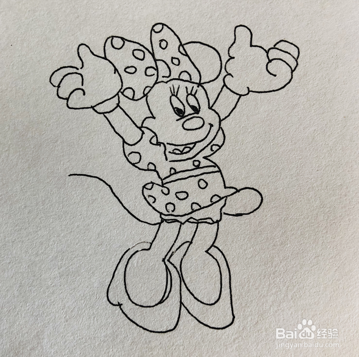 如何画开心的米妮简笔画