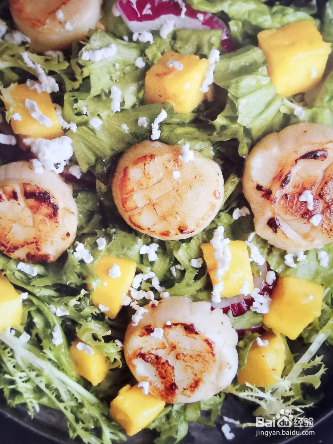 适合健身低热量沙拉：扇贝芒果蔬菜沙拉