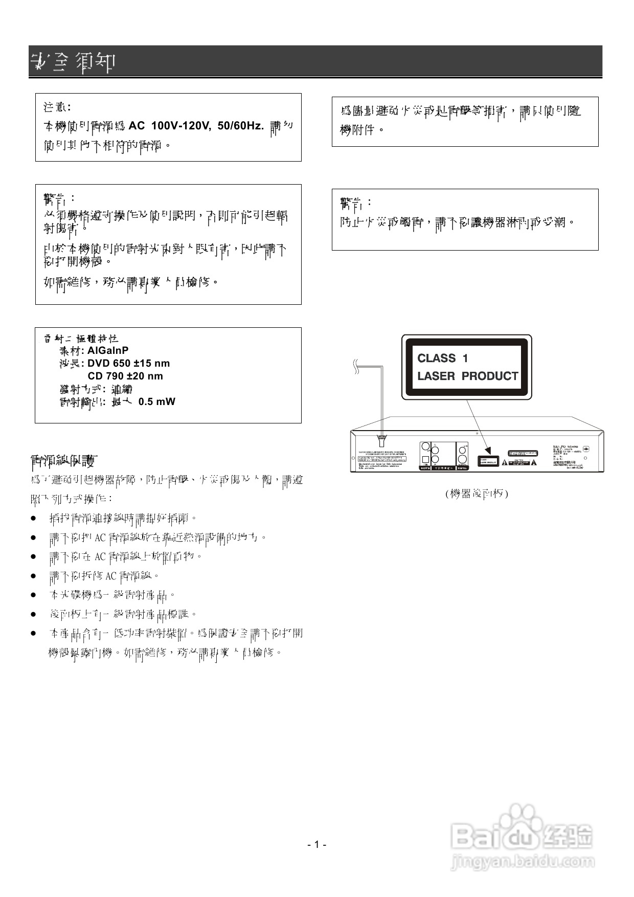 声宝DV-M28型DVD播放机说明书:[1]