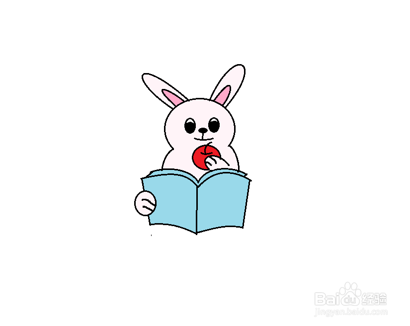 看书的兔子简笔画图片