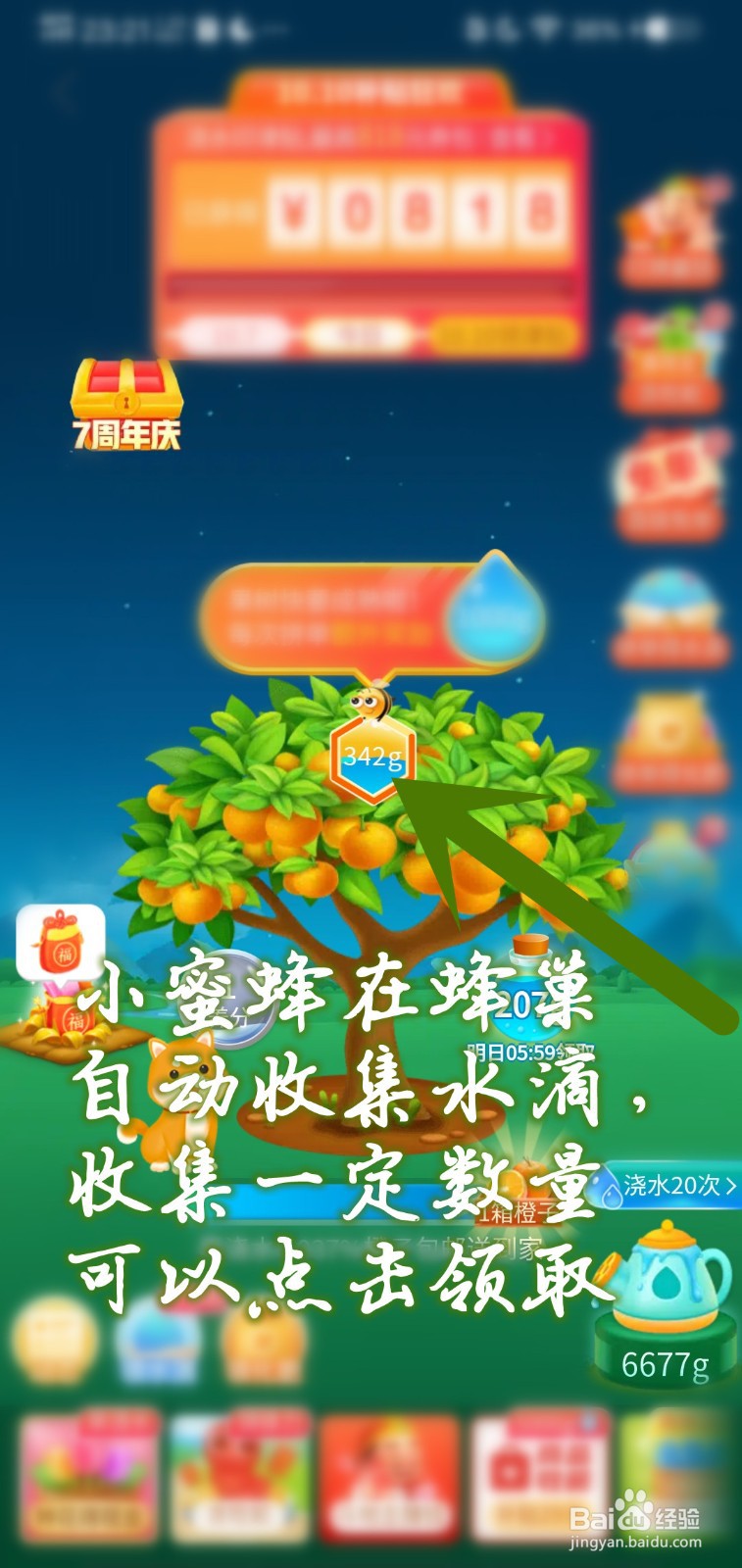 如何在果园领小蜜蜂收集水滴奖励