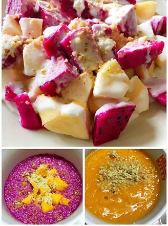 美食/营养 > 小吃食材 火龙果 一个 苹果 一个 香蕉 一根 酸奶 适量