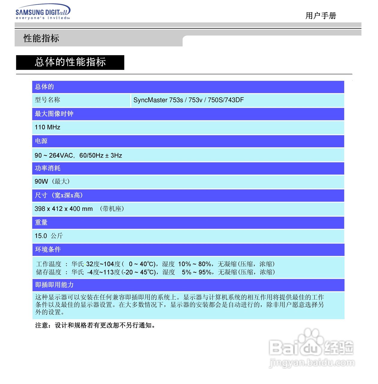 三星753DF显示器使用说明书:[4]