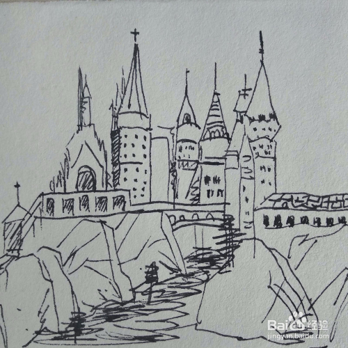 如何画电影哈利波特中的霍格沃茨魔法学校?