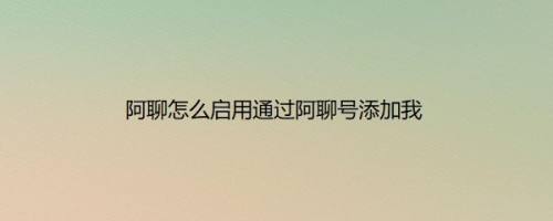 阿聊怎么启用通过阿聊号添加我