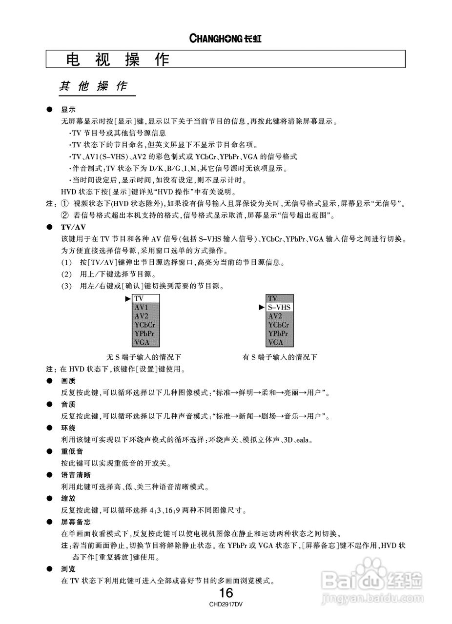 长虹电视说明书图解图片