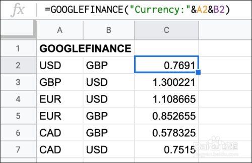 如何在google表格中转换货币 百度经验