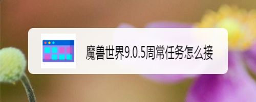 魔兽世界9.0.5周常任务怎么接