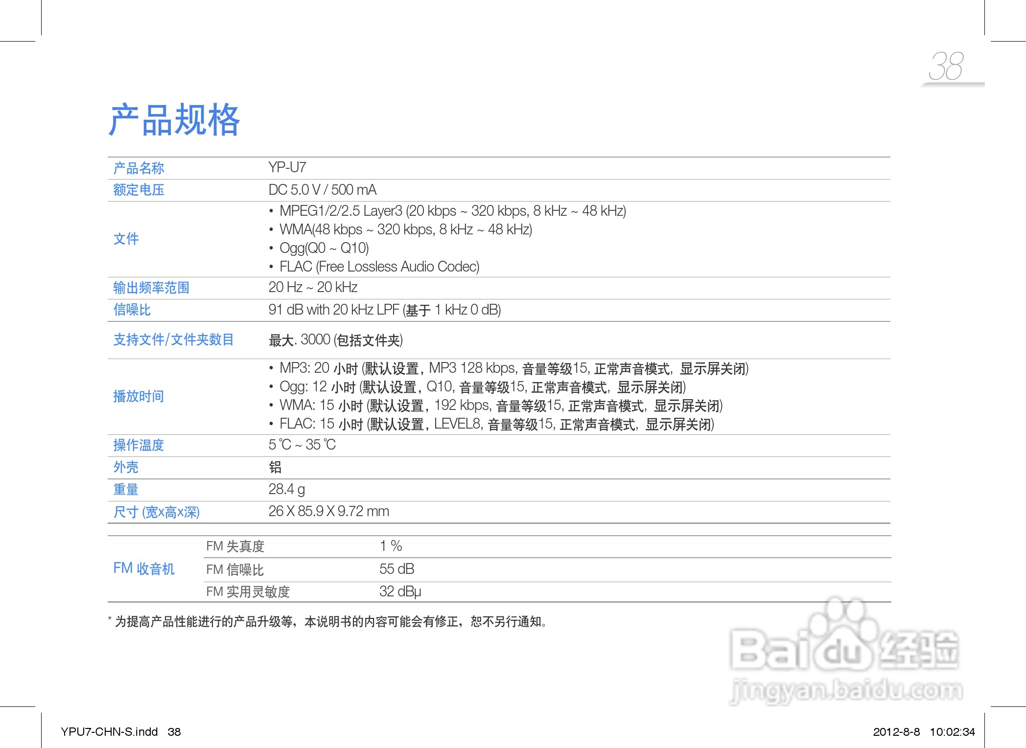 三星YP-U7AS数码音频播放器使用说明书:[4]