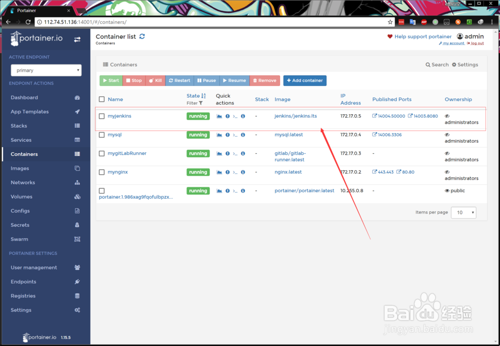 docker portainer安装jenkins