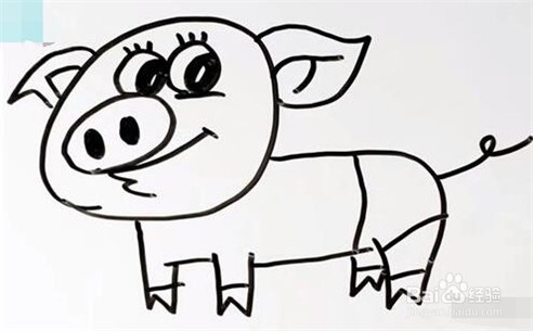 伴儿成长简笔画系列-怎样画可爱小猪简笔画