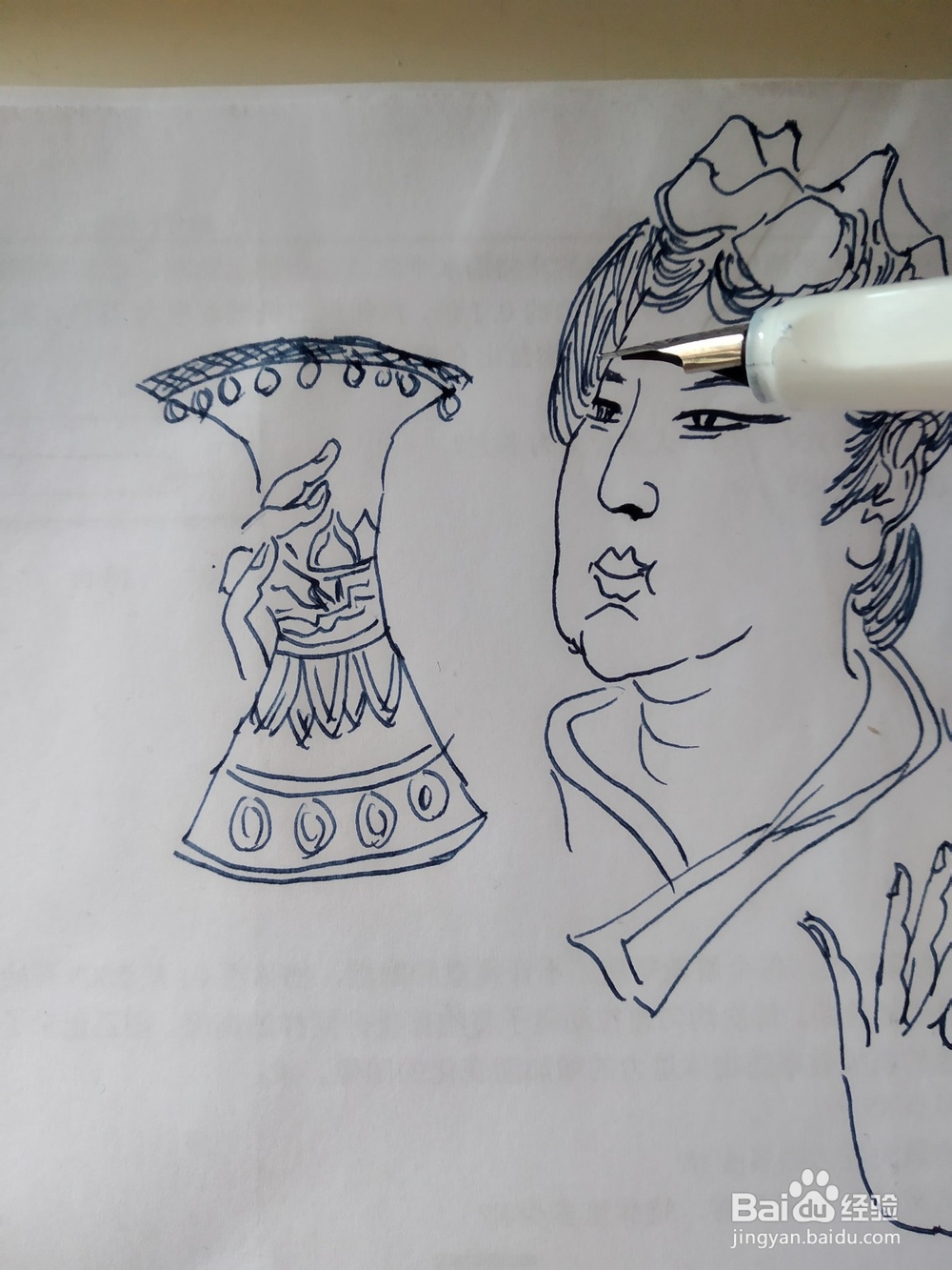 持香薰侍女的钢笔画法