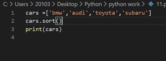 <b>Python对列表按字母顺序排列及倒着打印列表</b>