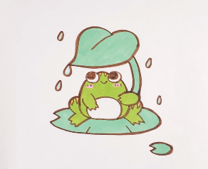 儿童简笔画——在荷叶下躲雨的小青蛙怎么画