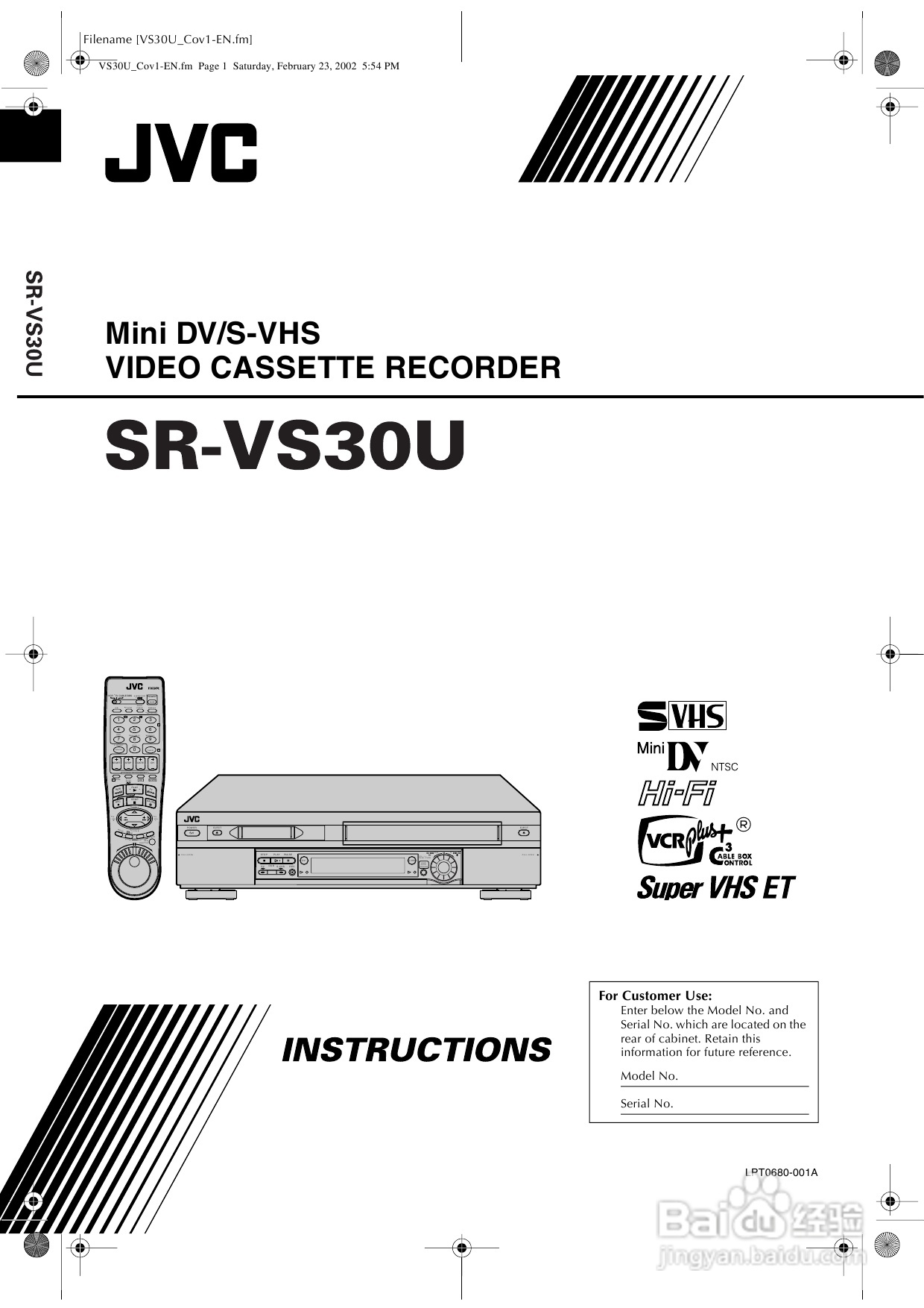 JVC SR-VS30U播放机说明书:[1]