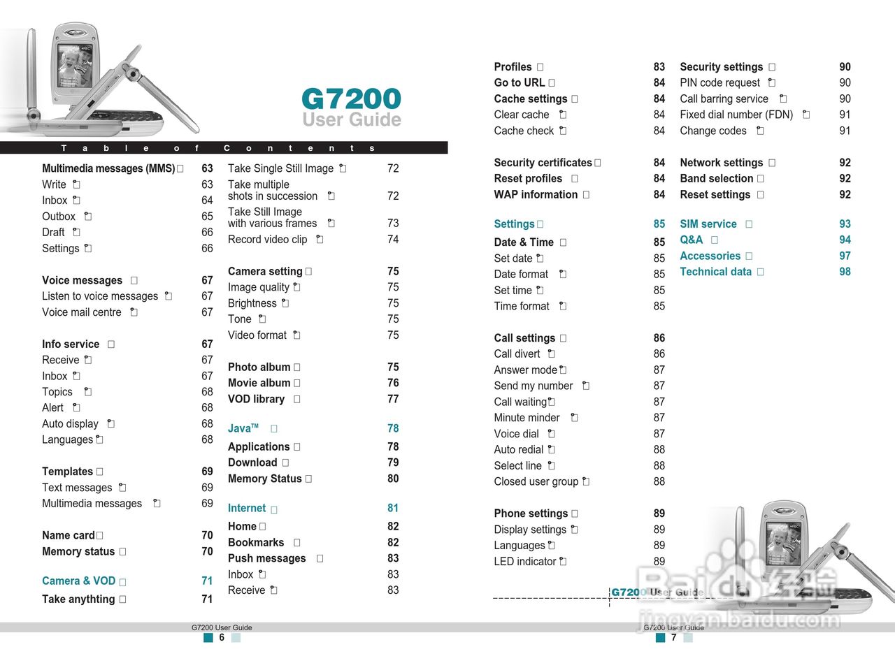 LG G7200手机使用手册:[6]