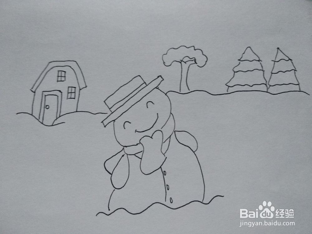 儿童冬天雪景的简单画法