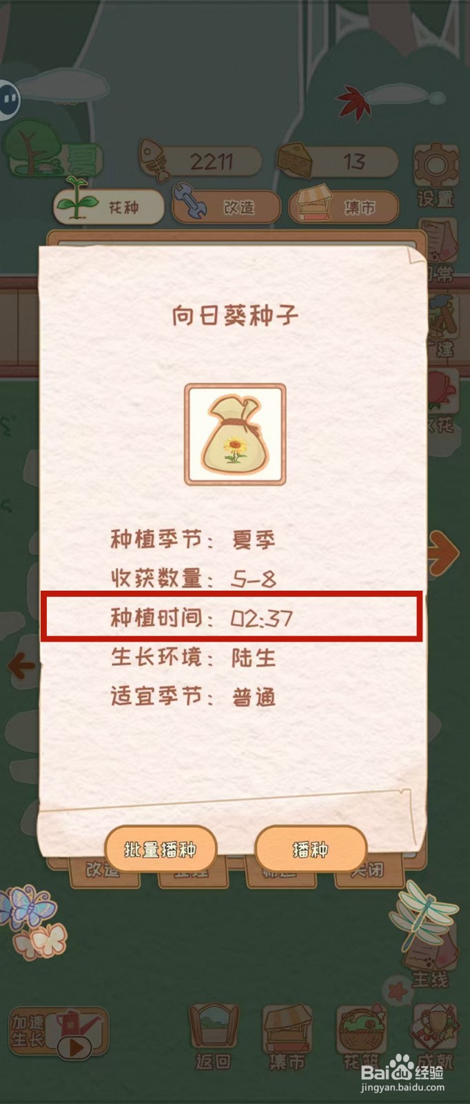 花店物语怎样查看向日葵种子的种植时间