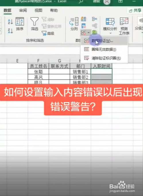 我们如何设置输入错误信息，出现出错警告