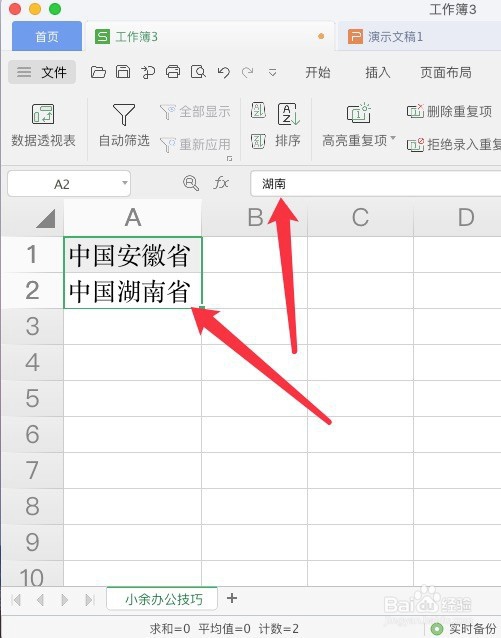 如何在填写单元格时带上默认输入