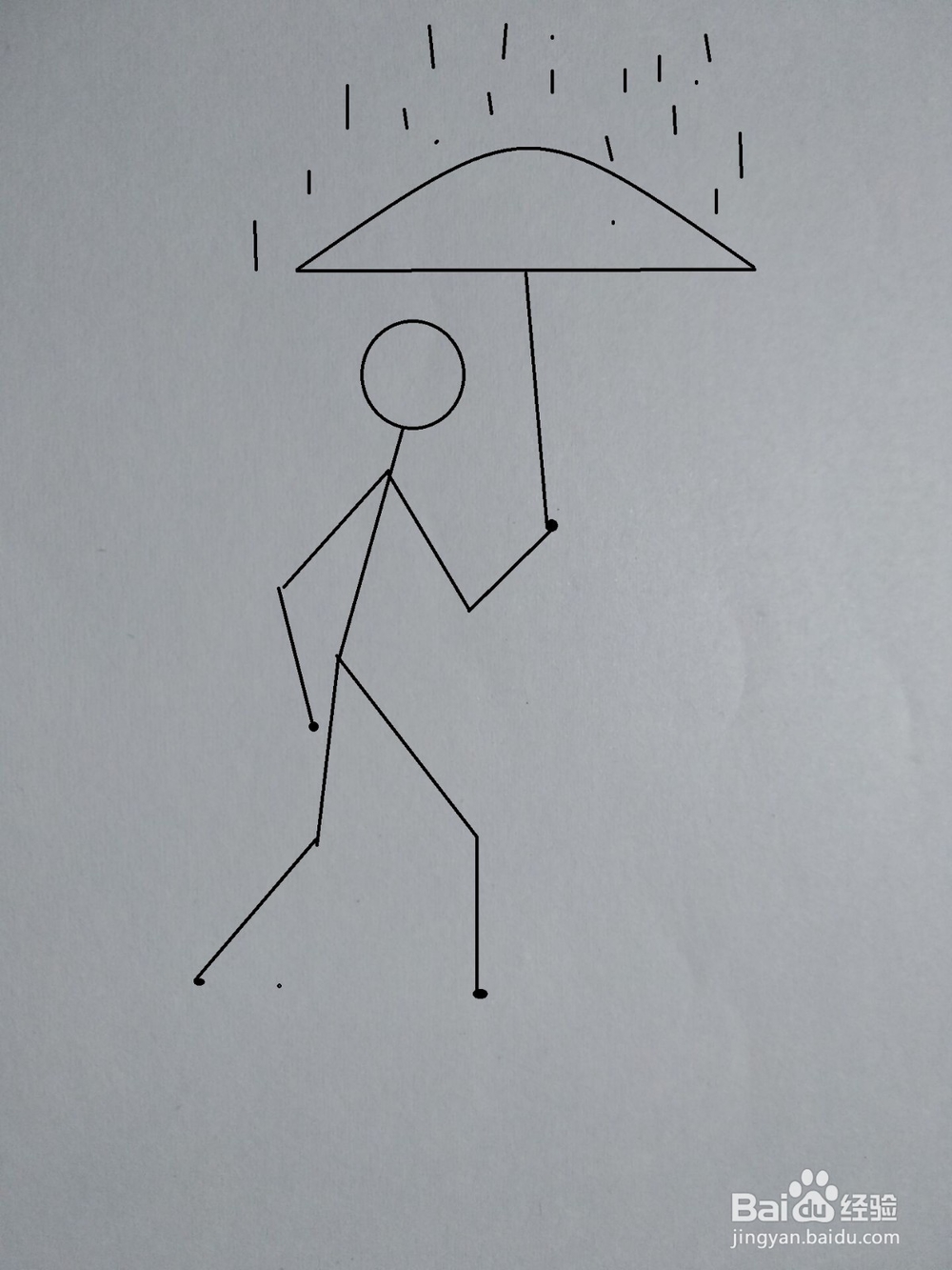 打伞的火柴人简笔画方法