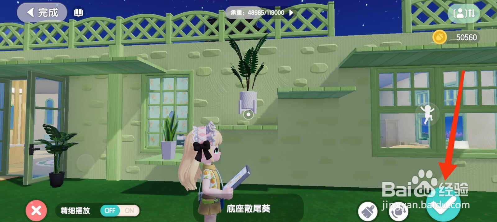 心动小镇如何摆放底座散尾葵？