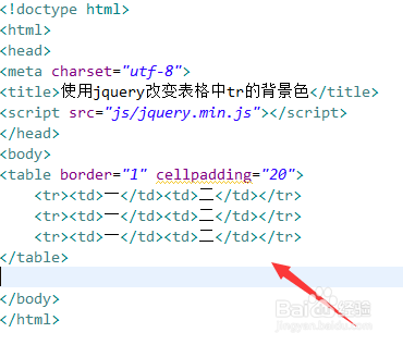 使用jquery改变表格中tr的背景色 百度经验