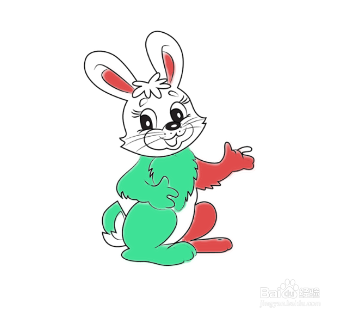 如何画坐着的卡通兔子的简笔画?