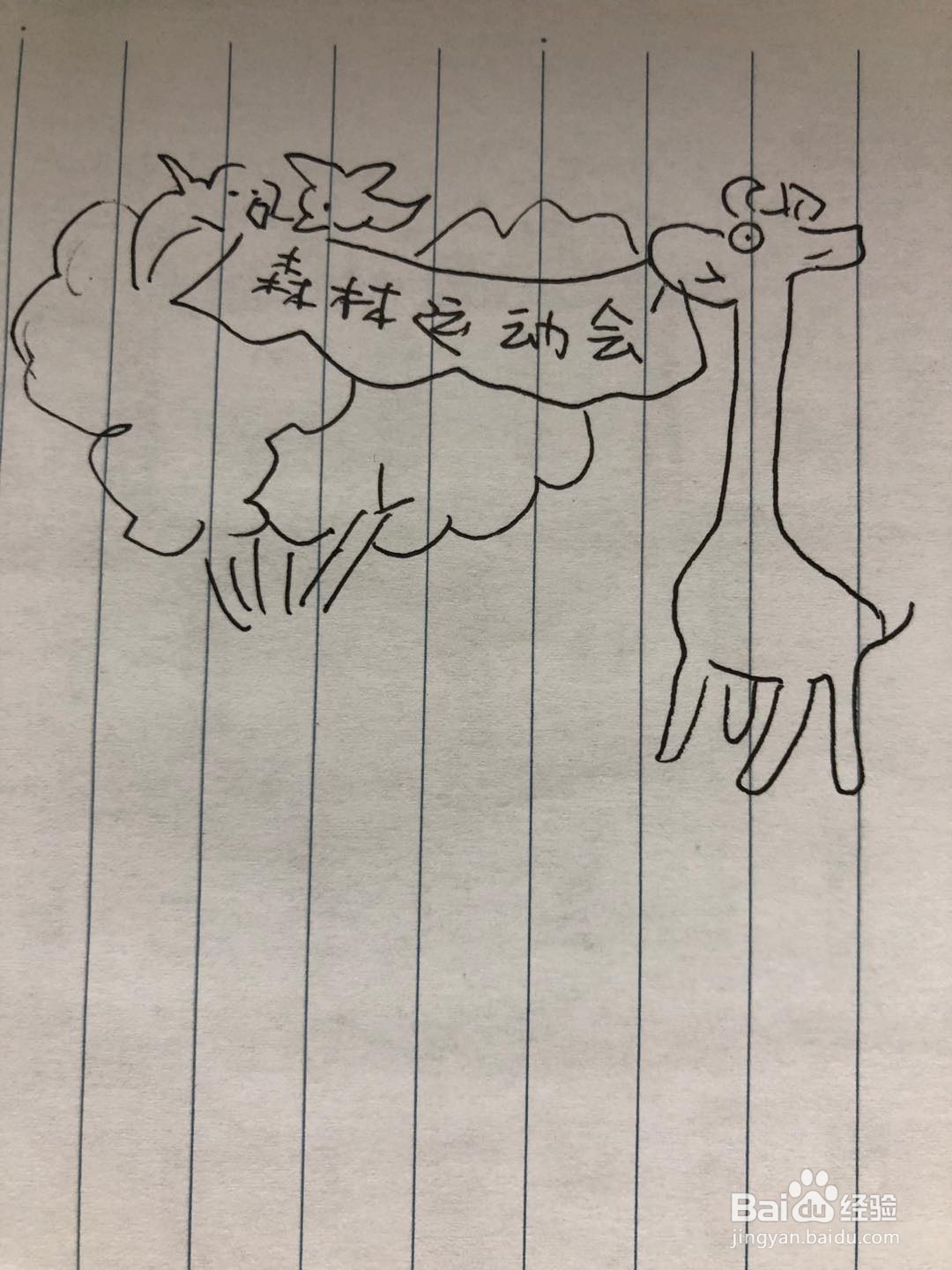 森林运动会简笔画