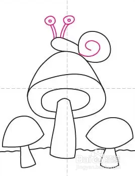 蘑菇与蜗牛简笔画图片