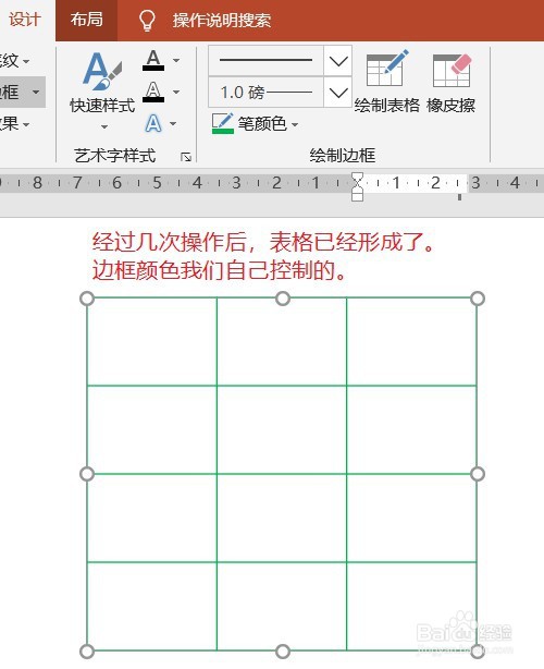PPT中如何修改表格边框的颜色和线型
