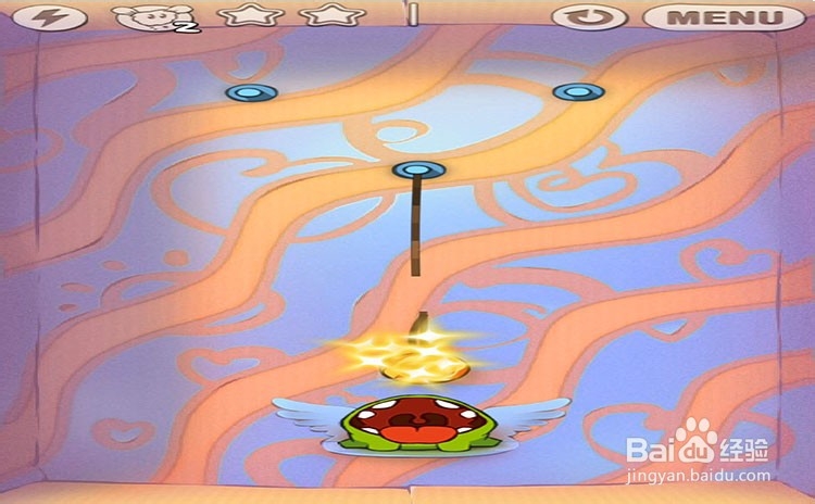 手机游戏割绳子level5-1、level5-2三星攻略