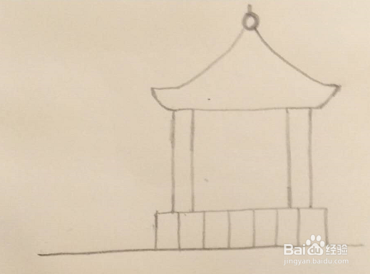 如何画一个凉亭